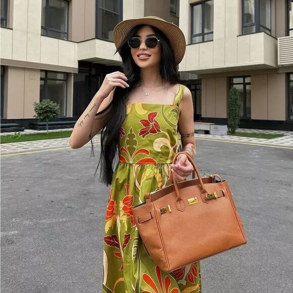 Zara Cotton Printed Midi Dress New - Picture 5 of 16